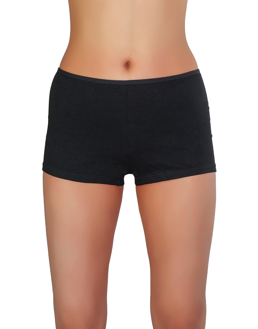 SUPER SOFT COTTON  BOY SHORTS BRIEF-BLACK