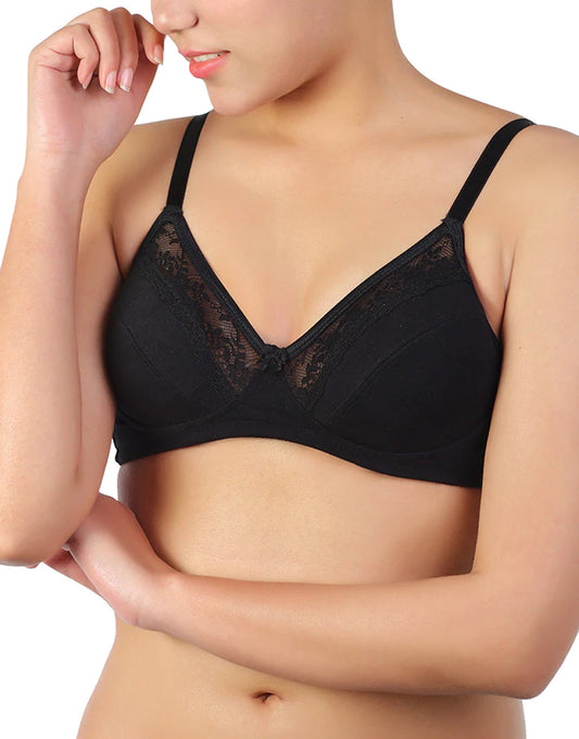 Cotton Wire free Cut N Sew Bra- Black