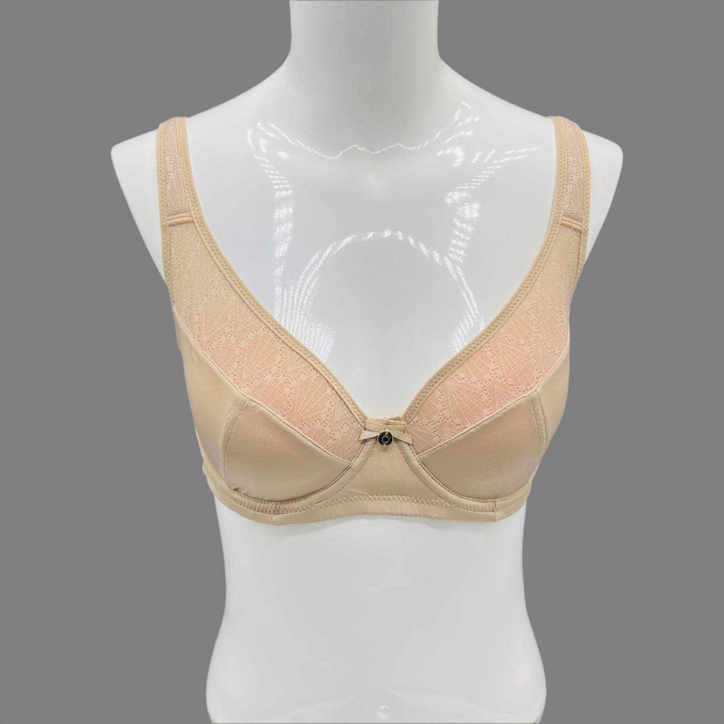 Losha Curvy Double Layered Minimizer Bra with Lace Touch-BEIGE