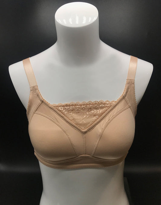 POST SURGICAL BRA WITH POCKET & TOUCH OF LACE-NUDE