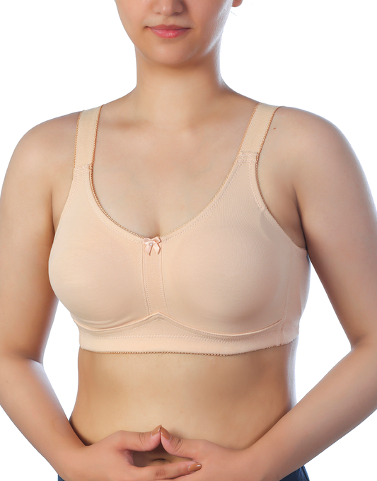 FULL COVERAGE POST SURGICAL BRA WITH BROAD ELASTIC STRAP -SKIN