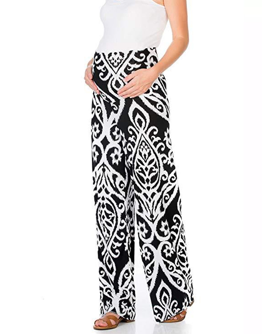 MOMMY MATERNITY STRAIGHT LEG PANTS- BLACK PRINT