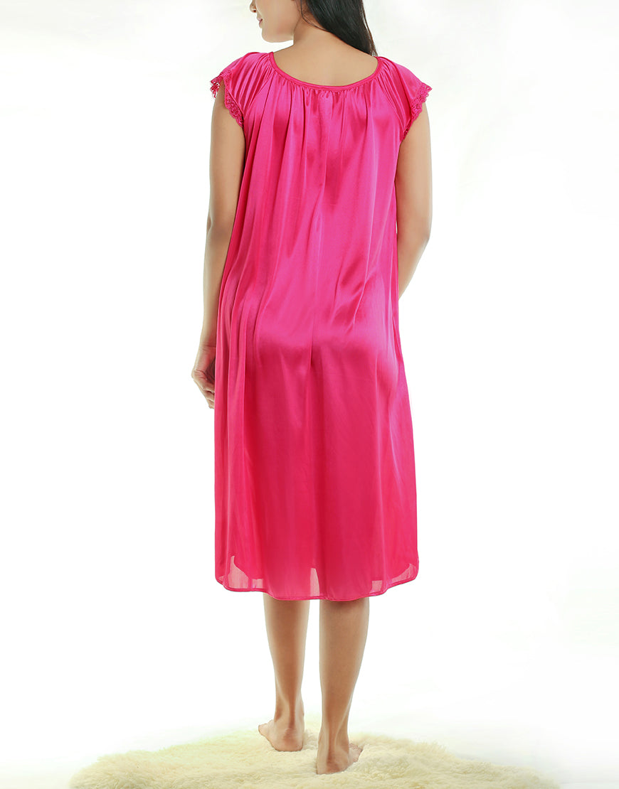 LOSHA MID-CALF LENGTH CAP SLEEVE NIGHTY-SHOCKING PINK