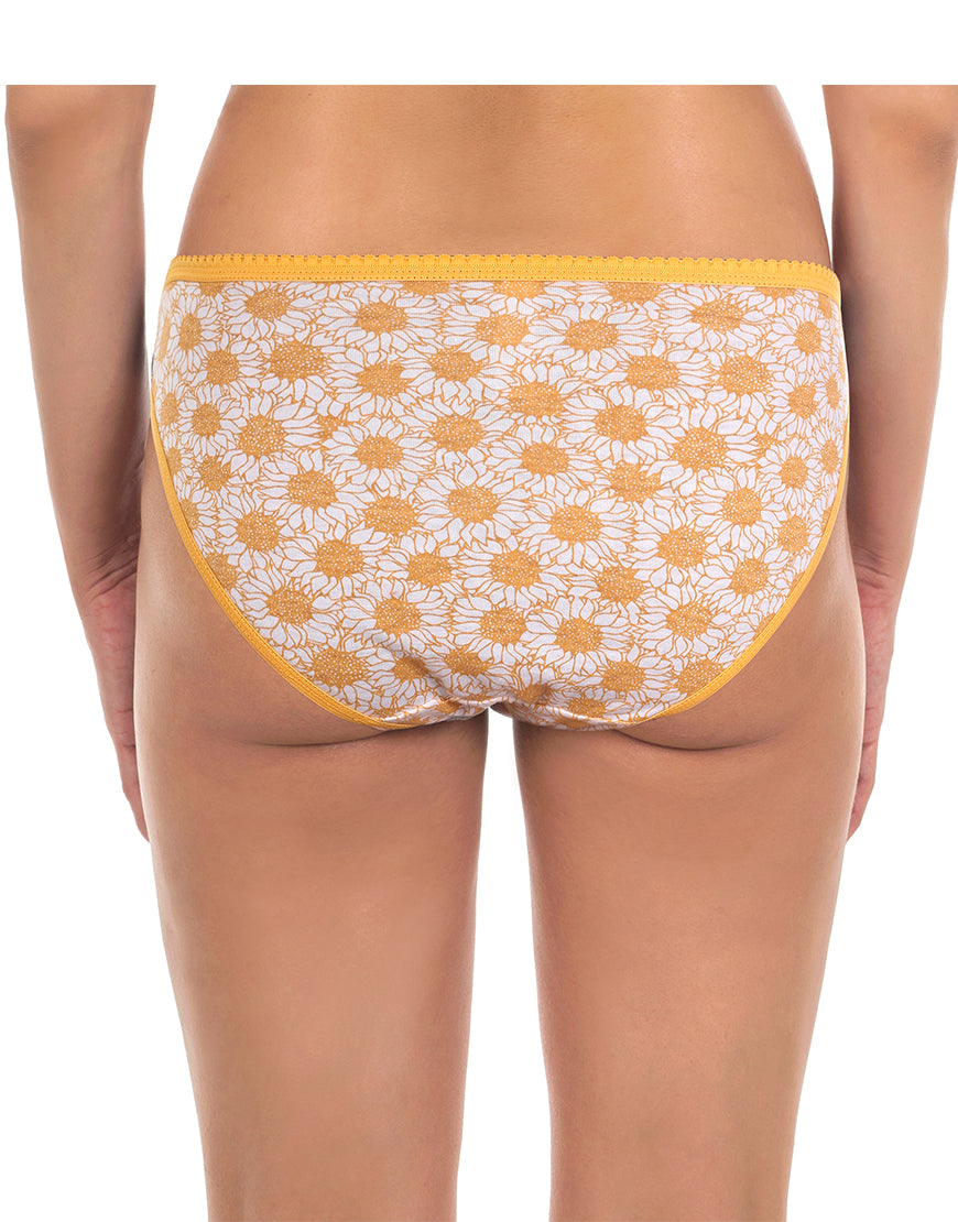 PACK OF 5 COTTON BIKINI BRIEFS- SUN FLOWERS