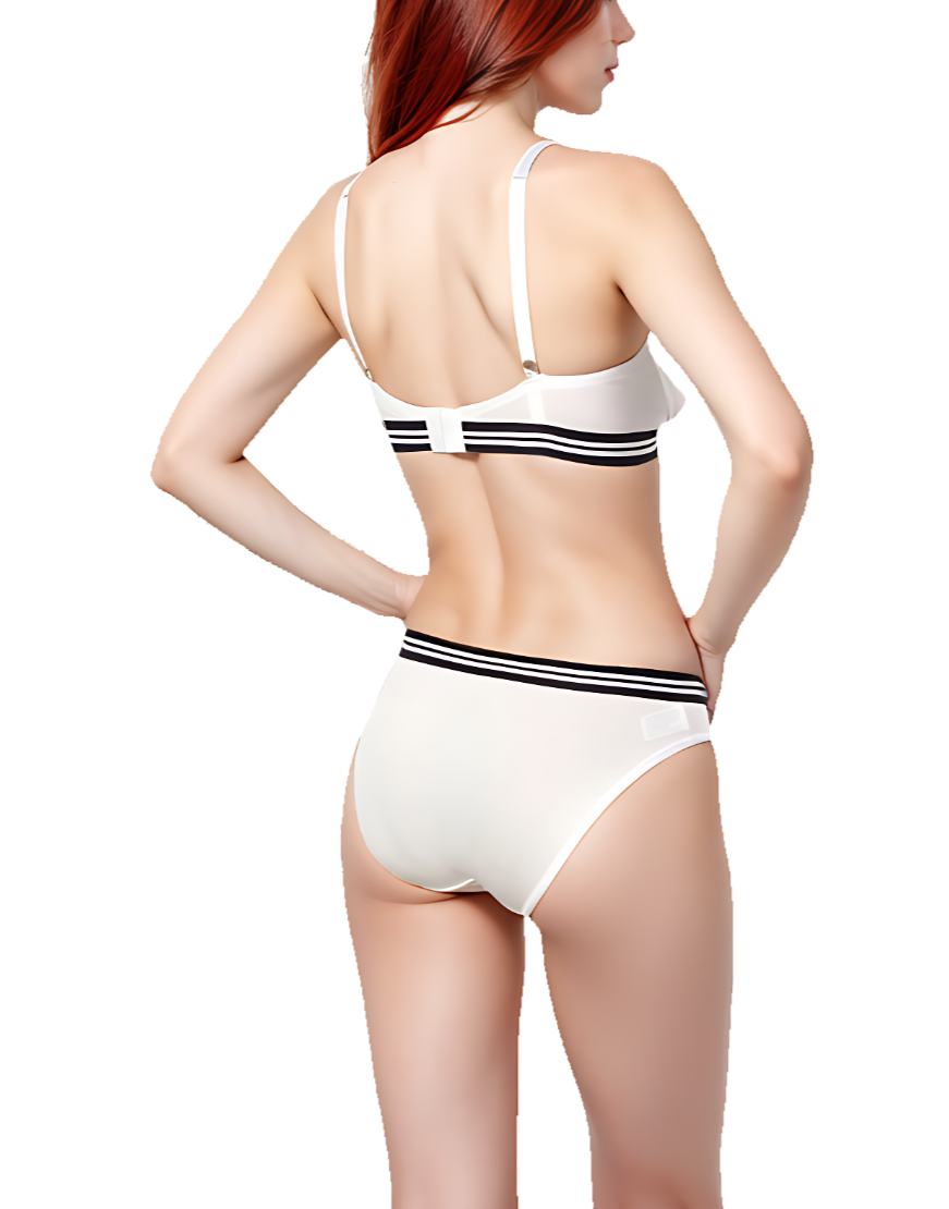 LIGHTLY PADDED NON WIRED TSHIRT BRA WITH MATCHING PANTY-WHITE