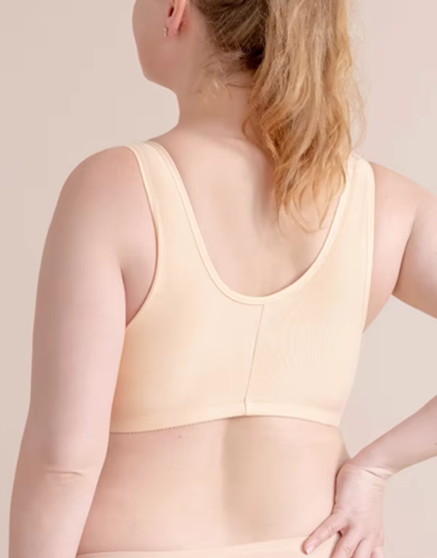 LOSHA COTTON FRONT OPEN SLIP ON POST SURGICAL BRA WITH POCKETS-SKIN