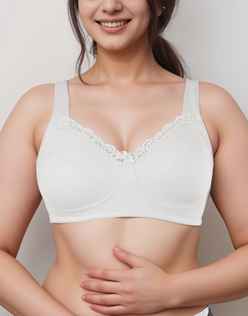 FULL COVERAGE SUPER SUPPORT CUT & SEW CUPS MINIMIZER BRA-WHITE