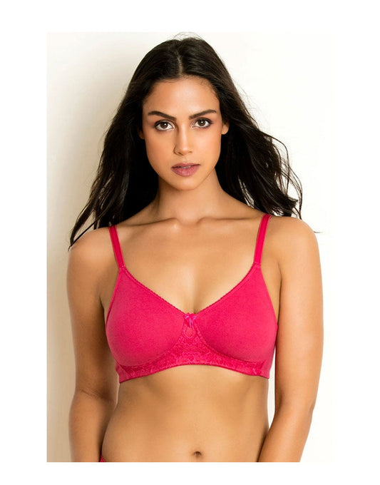 LOSHA COTTON DOUBLE LAYERED WIRE-FREE BRA-DARK PINK