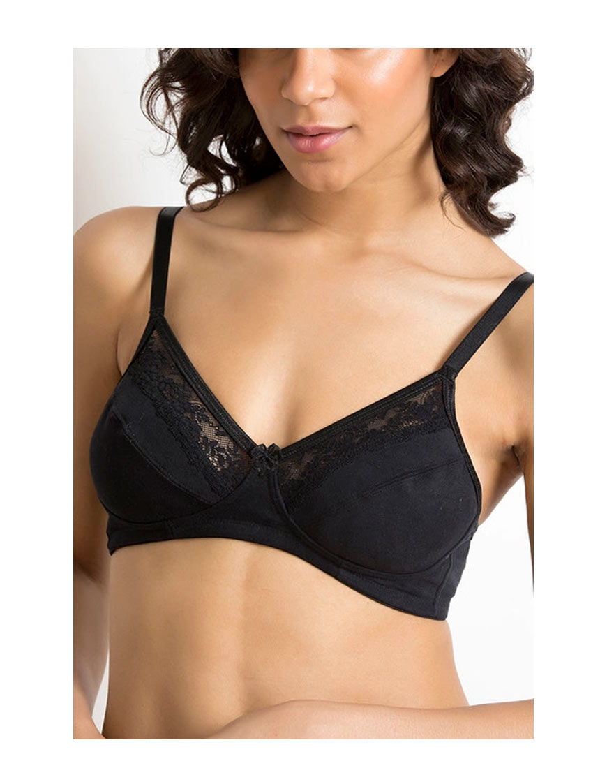 Cotton Wire free Cut N Sew Bra- Black