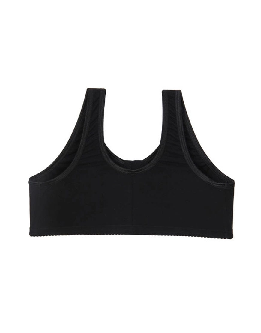 Cotton Wire-free Darted Cup Front Open Bra-Black