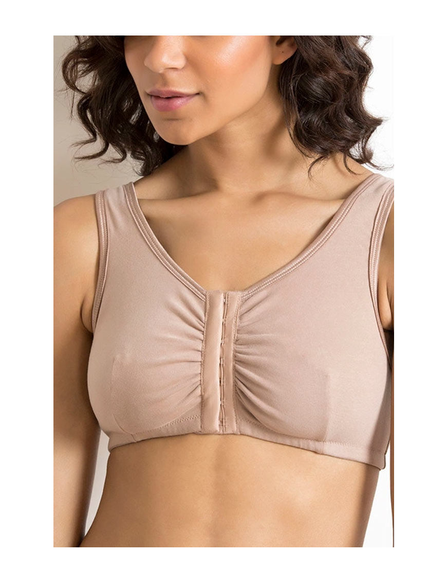 Cotton Wire-free Darted Cup Front Open Bra- Skin