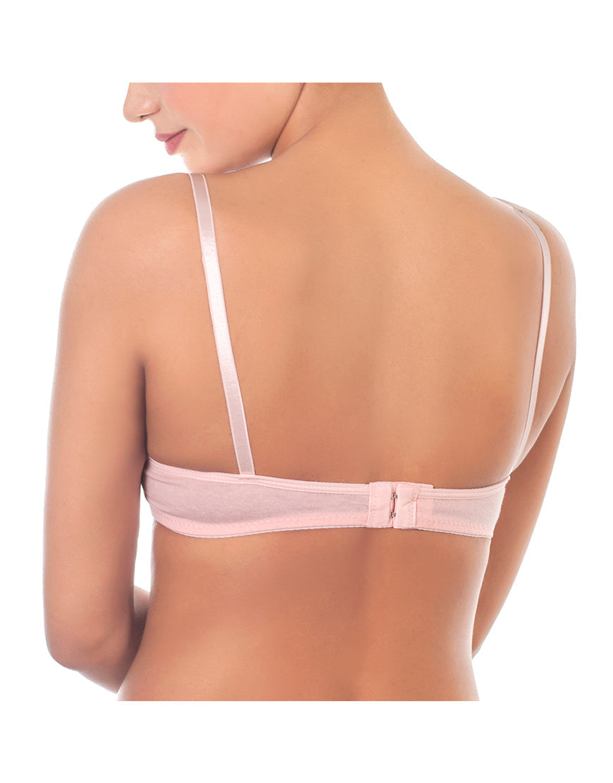 TEENS COTTON LACE WIRED MOLDED CUP BRA-PEACH