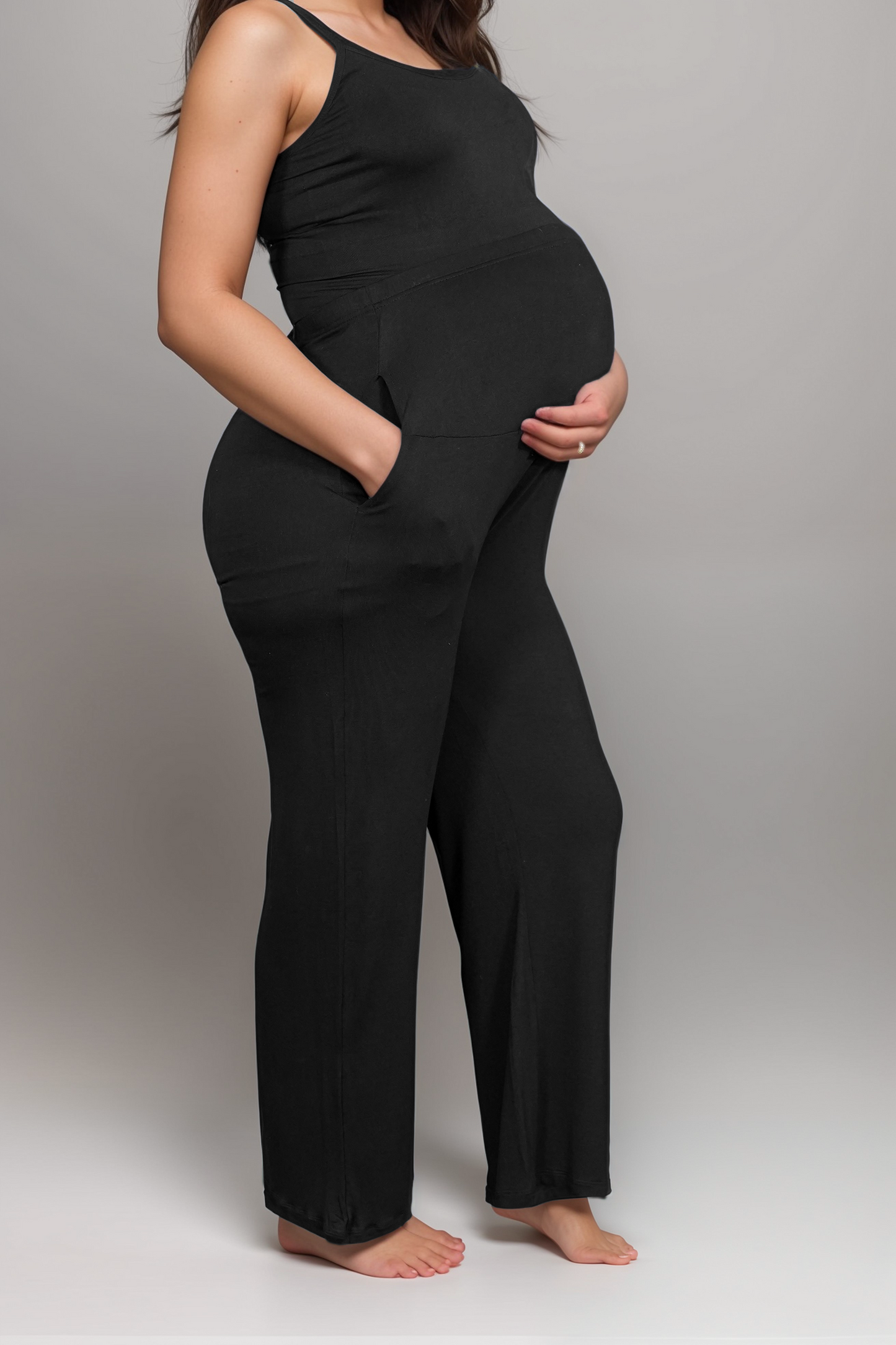 LOSHA MATERNITY STRAIGHT LEG PANTS- JET BLACK