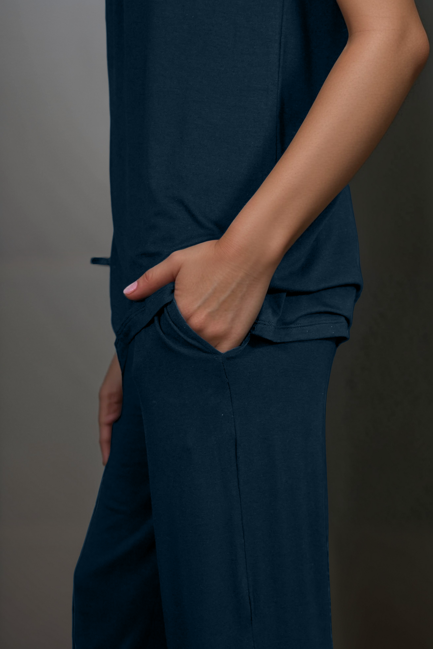 2 PIECE Cotton Viscose PAJAMA SET -NAVY