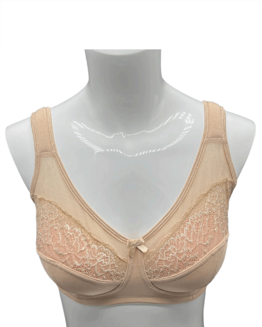 Plus Quattro Support Full-Coverage Wirefree Bra With Side Shaping Panels And Cushioned Straps-TOASTED ALMOND