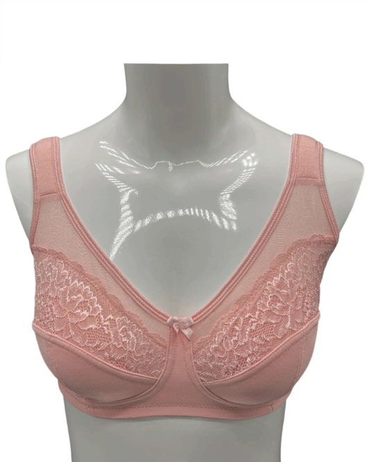 Plus Quattro Support Full-Coverage Wirefree Bra With Side Shaping Panels And Cushioned Straps-QUARTZ PINK