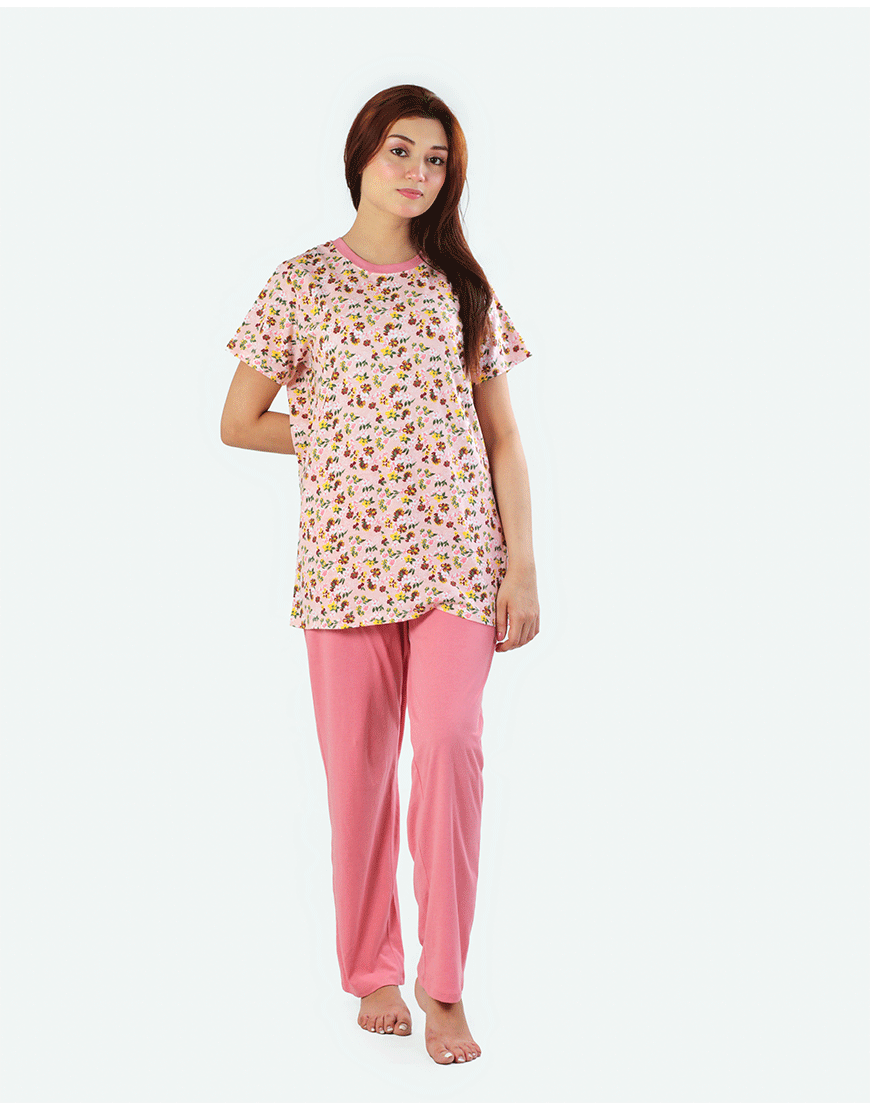 LOSHA COTTON PRINTED TOP & PJ SET- PINK